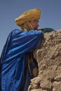 Local man in traditional clothing in Kasbah Ait-Ben Haddou in the Atlas Mountains, Morocco.