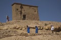 People in Kasbah fortress Ait Ben Haddou in the High Atlas Mountains, Morocco. Royalty Free Stock Photo