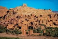 Ait Benhaddou, Ouarzazate, Morocco - November 28, 2022: View of a traditional Moroccan kasbah Ait Benhaddou