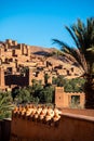 Ait Benhaddou, Ouarzazate, Morocco - November 28, 2022: View of a traditional Moroccan kasbah Ait Benhaddou