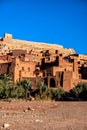 Ait Benhaddou, Ouarzazate, Morocco - November 28, 2022: View of a traditional Moroccan kasbah Ait Benhaddou