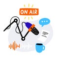 On air podcast icons set