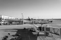 Aitcrafts in Antalya Airport AYT Various planes parked on apron. Black and white