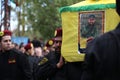 Hezbollah fighters in military clothes during Funeral of Hezbollah Royalty Free Stock Photo