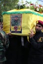 Hezbollah fighters in military clothes during Funeral of Hezbollah Royalty Free Stock Photo