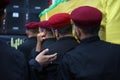 Hezbollah fighters in military clothes during Funeral of Hezbollah Royalty Free Stock Photo