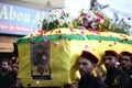 Hezbollah fighters in military clothes during Funeral of Hezbollah Royalty Free Stock Photo