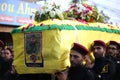 Hezbollah fighters in military clothes during Funeral of Hezbollah Royalty Free Stock Photo