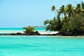 Aitutaki, Cook Islands, paradise on earth, clear turquoise water, white sand, small islands with palms, South Pacific Island Royalty Free Stock Photo