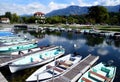 The Grand Port with its boats and lake Bourget view in the town of Aix les Bains in the