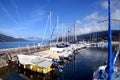 The Grand Port with its boats and lake Bourget view in the town of Aix les Bains in the