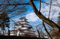 Aizu Wakamatsu Tsuruga Castle under winter blue sky. Fukushima - Japan Royalty Free Stock Photo