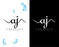 Aj, ja handwriting letter logo design vector