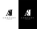 Aj, ja letter modern initial logo design vector, with white and black color that can be used for any creative business. Royalty Free Stock Photo
