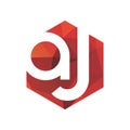 aj red polygonal logo and icon