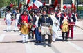 The reenactors dressed as Napoleonic soldiers for celebration the Napoleon birthday who was born in Ajaccio.