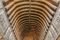 AJANTA, INDIA - FEBRUARY 6, 2017: Ceiling of the chaitya (prayer hall), cave 26, carved into a cliff in Ajanta, Maharasthra state