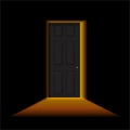 Ajar door in a dark room. Light outside the door Royalty Free Stock Photo
