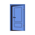 Ajar door, entrance, exit. Open entry, house doorway, home doorframe. Portal for entering to apartment, room. Flat