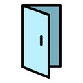 Ajar door icon color outline vector