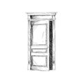 Ajar door position sketch Royalty Free Stock Photo