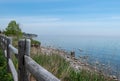 Ajax, Ontario lakefront over looking Lake Ontario, wooden fence