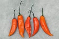 Aji amarillo hot chili peppers on stone background Royalty Free Stock Photo