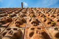 Ajijic, Jalisco, Mexico - January 15, 2021: Building with walls covered in clay skulls