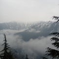 AJK snow fall with fog and beautiful mountains Royalty Free Stock Photo