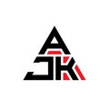 AJK triangle letter logo design with triangle shape. AJK triangle logo design monogram. AJK triangle vector logo template with red Royalty Free Stock Photo