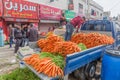 AJLOUN, JORDAN - MARCH 22, 2017: Carrot loaded truck at the market in Ajlo