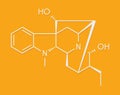 Ajmaline antiarrhytmic agent molecule. Skeletal formula.