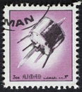 AJMAN/MANAMA - CIRCA 1972: Postage stamp printed by Ajman about history of space,