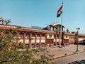 Ajmer junction railway station Indian flag view