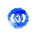 Ajna chakra watercolor design illustration.