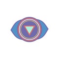 Ajna. Third eye chakra. Sixth Chakra symbol of human. Vector illustration isolated on white background.Element human energy