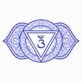 Ajna, third eye chakra symbol. Colorful mandala. Vector illustration