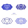 Ajna, third eye chakra symbol. Colorful mandala. Vector illustration