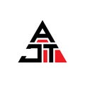 AJT triangle letter logo design with triangle shape. AJT triangle logo design monogram. AJT triangle vector logo template with red Royalty Free Stock Photo