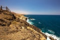 Ajuy coastline with vulcanic mountains on Fuerteventura island, Canary Islands, Spain. Royalty Free Stock Photo