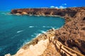 Ajuy coastline with vulcanic mountains on Fuerteventura island, Canary Islands, Spain. Royalty Free Stock Photo