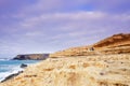 AJUY, FUERTEVENTURA, SPAIN - FEBRUARY 19, 2019: View on the rocks and unknown tourists walking in Ajuy