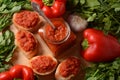 Ajvar, a delicious roasted red pepper and eggplant dish Royalty Free Stock Photo