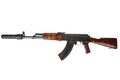 AK 47 assault rifle with sound suppressor (silencer) Royalty Free Stock Photo