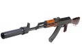 AK 47 assault rifle with sound suppressor (silencer) Royalty Free Stock Photo