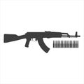 AK47 icon. Kalashnikov machine gun black silhouette. Vector illustration Royalty Free Stock Photo