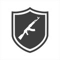 AK47 icon. Kalashnikov machine gun black silhouette. Vector illustration Royalty Free Stock Photo