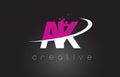 AK A K Creative Letters Design With White Pink Colors