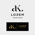 AK K Letter Linked Luxury Premium Logo