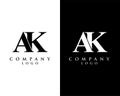 Ak, ka letter modern initial logo design vector, with white and black color that can be used for any creative business. Royalty Free Stock Photo